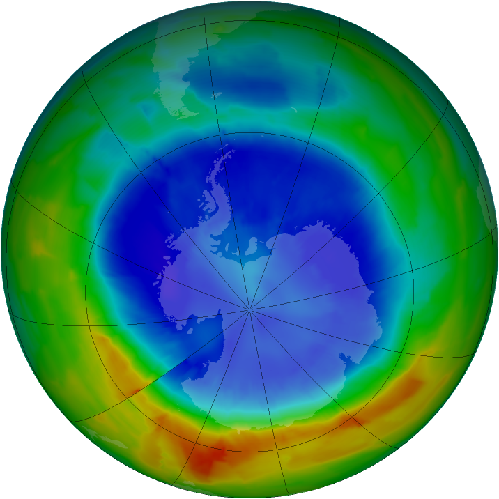 Antarctic ozone map for 07 September 2012